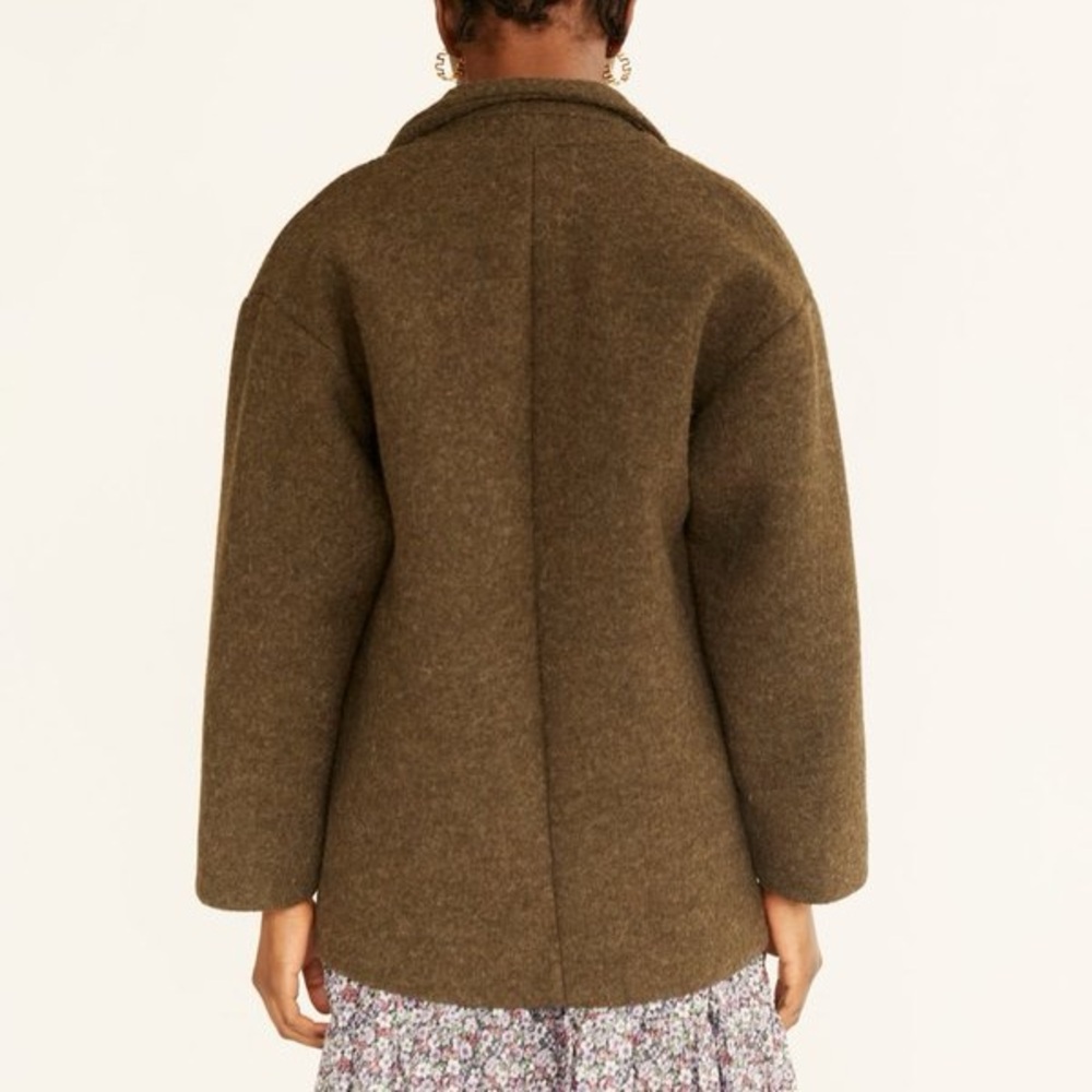 Eliza Faulkner Moss Green Wool Pea Coat - Picture 2 of 4